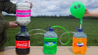 Experiment: Coca Cola & Sprite & Fanta VS Mentos. Domino Chain Reaction!