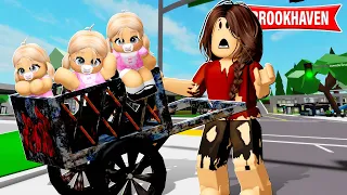 A ÓRFÃ ACHOU as BEBÊS TRIGÊMEAS ABANDONADAS | Historinha ROBLOX | Brookhaven RP🏡