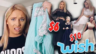 Trying on PROM DRESS from WISH!! 😱 UNDER $20!!😭 * shocking *