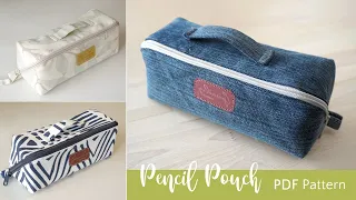 Pencil Pouch Sewing Tutorial | PDF Pattern | DIY Cosmetic Pouch | Box Pouch making
