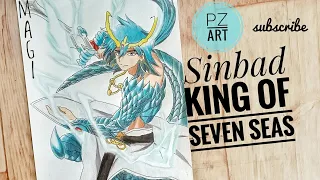 Mizo Lemziak | Drawing Sinbad Magi |Drawing Magi #Magi #Sinbad no buoken