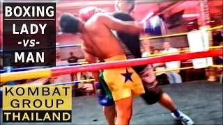 Carmela Pesacane fights (lady vs man) in Pattaya boxing bar