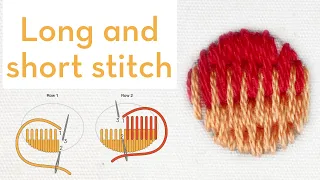 Long and Short Stitch - How to quick video tutorial - hand embroidery stitches for beginners