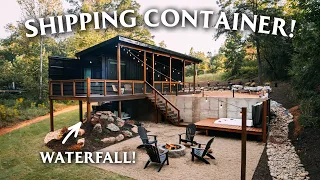 Shipping Container Tiny House w/ Built In Waterfall!