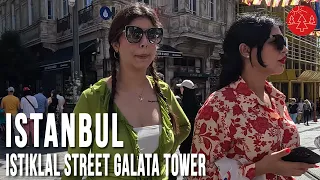 Istanbul Turkey 2023 Taksim Istiklal Street Galata Tower Walking Tour |4K UHD 60fps