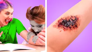 ZOMBIE AT SCHOOL! Funny School Pranks & DIY Zombie School Supplies by Crafty Panda