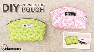 DIY CURVED TOP POUCH | Cute Makeup Bag Tutorial & Sewing Pattern [sewingtimes]