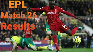 Premier league Fixtures | Match 26 Results | EPL Table & Top Scorer 2019/20