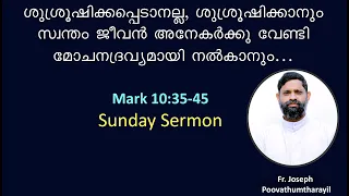 30 August 2020 | Sunday Gospel Study: Mark 10:35-45 | Fr. Joseph Poovathumtharayil