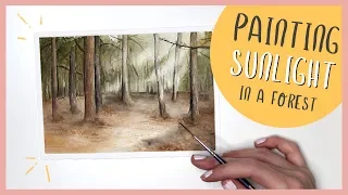 Watercolor Forest Landscape Painting (& How To Paint Sunlight)