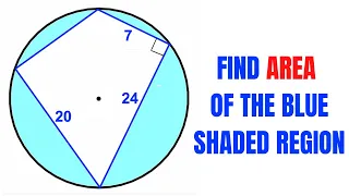 Calculate area of the Blue shaded region | Cyclic Quadrilateral in a circle | Learn Step by step