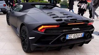 Black spyder waiting to attack - Lamborghini Huracán LP640-4 EVO Spyder at Place du Casino Monaco 4K