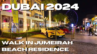 Dubai Walking Tour - Jumeirah Beach Residence 🇦🇪 Night Walk in Dubai Marina [4K]