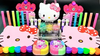 [ASMR] Mixing "Kitty" Rainbow MakeUp Eyeshadow,Glitter Into Clear Slime 키티레인보우 슬라임(259) satisfying