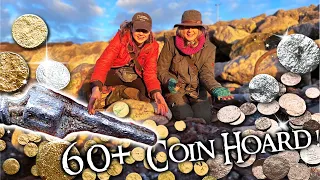 60+ COINS FOUND by the Human Metal Detectors! + Gold, Silver & a Gun! (Mudlarking Treasure Hunting)