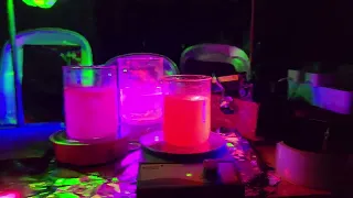 A laser show with mica pigments, prisms, and mirrors.