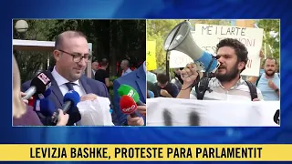 Deputetët në seancë,“Lëvizja Bashkë” protestë jashtë Kuvendit:Miratoni minimumi jetik,është urgjencë