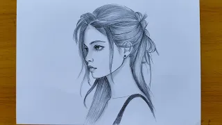 Pencil drawing a girl step by step - eamin painting