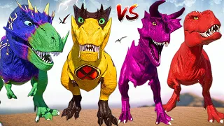 HULK Alien Ultimasaurus & Malusaurus Vs Indoraptor & T-REX Jurassic World Evolution Dinosaurs Battle
