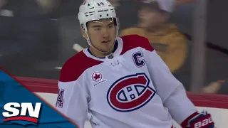 Canadiens' Nick Suzuki Wires Wrister Short Side Off Feed From Cole Caufield