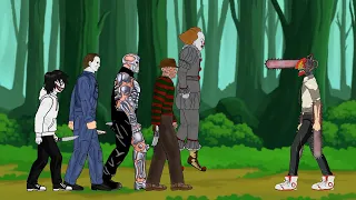 Chainsaw Man vs Uber Jason, IT Pennywise, Freddy, Michael, Jeff - Drawing Cartoon 2