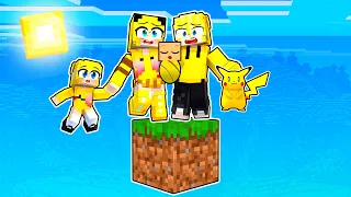 JOGANDO com UMA FAMILIA em APENAS UM BLOCO no Minecraft ‹ Pimpolha ›