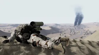 Destroying Tanks with Anti-tank missile [ METIS ] - Battle in Sahara - AT in Action - ARMA 3: Milsim