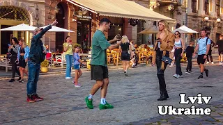 UKRAINE, Lviv Walk near the Town Hall: Pretty Girls and Famous Blogger Nicholas Karma 4kWalking Tour