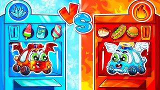 Hot and Cold Vending Machine Challenge😇Hot and Cold Song🚓+More Nursery Rhymes by Baby Cars & Friends