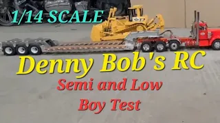 1/14 RC Tamiya Semi Day Cab, RC4WD Lowboy with JMI Gooseneck and Loading DXR2 Dozer