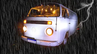 Van Camping in Heavy Rain - Sleeping During a Thunderstorm