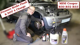 How to Pressure Bleed Brakes on a BMW MINI R50 R52 R53 One Cooper using a Sealey VS820