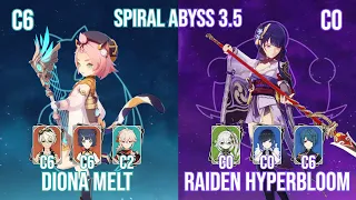 C6 Diona Melt - C0 Raiden Shogun Hyperbloom | 3.5 Spiral Abyss