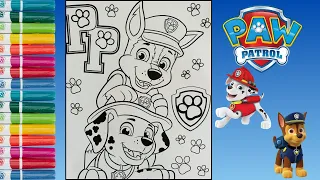 How to Color Paw Patrol Chase and Marshall Coloring Pages