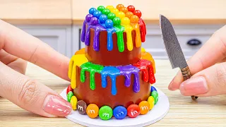 Best Of Miniature Cake Decorating Recipe🌈 Miniature Rainbow Cake With M&M candy | Lotus Cakes