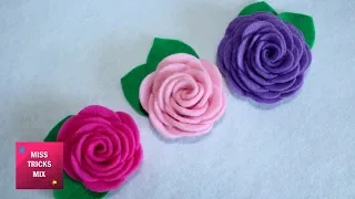 Felt Rose - DIY : How to make easy felt rose  / Spring crafts.