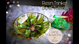 Purple And Green Epoxy Resin 3D Flower Trinket Bowl | Using ACRYLIC INK