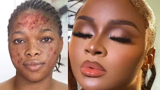 100m views 😱 BRIDE👆VIRAL video 💣BOMB🔥😱MUST WATCH 😳 MAKEUP AND HAIR TRANSFORMATION ❤️MELANIN | BRIDE