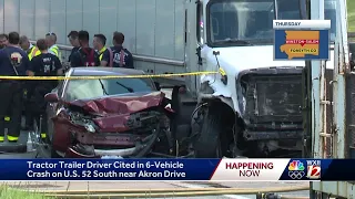 Tractor-trailer driver cited in multi-vehicle crash on Highway 52