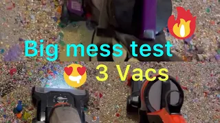 Big mess test w/ 3 Vacs and shark 🦈 clean up