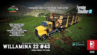 Willamina 22/#43/New Productions/New Equipment/Planting Cotton/Forestry/Raking Hay/FS22 4K Timelapse