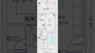 16'-9"x44'-6" house 🏠 plan! घर का नक्शा! #shorts #youtubeshorts #houseplan #gharkanaksha