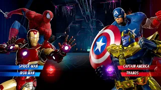 Spiderman & Ironman Vs Captain America & Thanos [ Hard AI ] | Marvel vs Capcom: Infinite