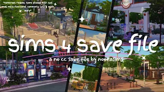 my sims 4 save file overview: with NO CC, multifunctional community lots, realism & drama