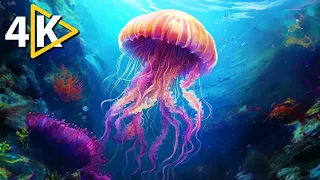 The Ocean Home 4K (Ultra HD) 🐙 Captivating Moments with Jellyfish and Fish in the Ocean