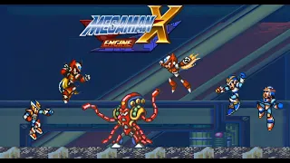 MMXE: All Character's vs Launch Octopus (X, Zero, Axl, Megaman)