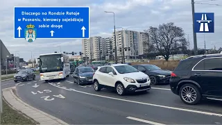 Dlaczego na Rondzie Rataje w Poznaniu kierowcy zajeżdżają sobie drogę ?