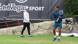 Federer's practice before his match vs Zverev - Stuttgart 2018
