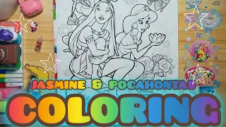 COLORING Pocahontas & Jasmine ( Disney Princess ) coloring page | PENNCOLORS05