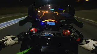 Full throttle night ride with Kawasaki Ninja ZX10R | POPS AND BANGS | 4K RES